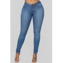 Elegant Ladies Jeans Zip Fly High Waist Skinny Colored Denim Pants