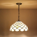 Glass Fishscale Ceiling Pendant Light Tiffany Style 1 Light Ceiling Pendant Lamp in Yellow