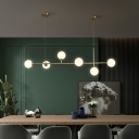 6-Light Hanging Island Lights Minimal Style Ball Shape Metal Pendant Chandelier