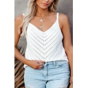 Simple Womens Tanks Plain Spaghetti Straps Hollow Relaxed Camis