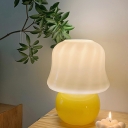 Modernism Mushroom Night Table Lamps Yellow Glass Table Lamp for Bedroom
