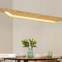 1-Light Island Lighting Ideas Minimalist Style Geometric Shape Wood Warm Light Chandelier Lights