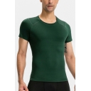 Men's Sporty T-Shirt Solid Color Short Sleeve Round Neck Slim Fit T-Shirt
