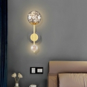 Simplistic Pencil Arm Sconce Light Fixture Glass and Wrought Iron Wall Sconces