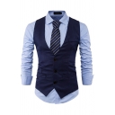 Men's Casual Suit Vest Plain Button Closure Flap Pocket V-Neck Regular Fitted Suit Vest