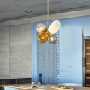 4 Lights Glass Chandelier Lighting Fixtures Modern Minimalist Suspended Lighting Fixture for Dinning Room