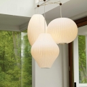 White Drum Pendant Lights Modern Style Silk 1 Light Pendant Lamp