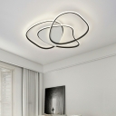 3-Light Flush Mount Chandelier Lighting Contemporary Style Geometric Shape Metal Ceiling Mounted Fixture
