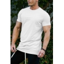 Stylish Mens T-Shirt Solid Color Short Sleeve Round Neck Slim Fit T-Shirt