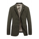 Fashion Blazer Pure Color Lapel Collar Long-Sleeved Slim Button Fly Suit Jacket for Guys