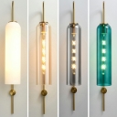 Modern Style Wall Sconces 1-Light Glass Wall Light Fixtures for Bedroom