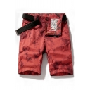 Boy's Dashing Shorts Tie Dye Pattern Mid Rise Straight Pocket Zip Closure Shorts