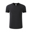 Men's Vintage T-Shirt Pure Color Short Sleeve Round Neck Regular Fit T-Shirt