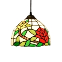 Tiffany Style Bowl Hanging Light Fixtures Glass 1 Light Pendant Lighting in Beige