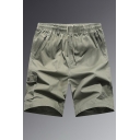 Boys Street Look Shorts Pure Color Mid Rise Relaxed Fitted Pocket Drawstring Waist Shorts