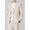 Fashionable Men Suit Blazer Plain Lapel Collar Button Closure Pocket Detail Suit Blazer