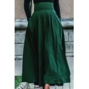 Vintage A-Line Skirt Solid Color Bow Decorated Maxi Skirt for Women