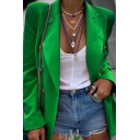 Daily Womens Blazer Lapel Collar Pure Color Double Breasted Loose Fitted Blazer