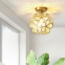 Glass Semi Flush Mount Light Fixture Traditional Close to Ceiling Lighting for Bedroom