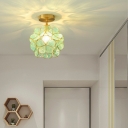 Creative Glass Colonial Style Semi-Flush Mount Ceiling Fixture for Corridor Hallway