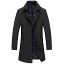 Men Leisure Coat Pure Color Lapel Collar Long-Sleeved Regular Single Breasted Trench Coat