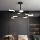 8-Light Hanging Lamp Kit Minimalist Style Branch Shape Metal Chandelier Light