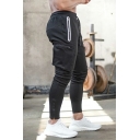Sporty Pants Solid Color Zip Pocket Drawstring Waist Full Length Skinny Pants for Guys