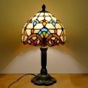Blue Bowl Nights and Lamp Tiffany Style Glass 2 Lights Night Table Lamps