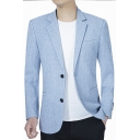 Men's Stylish Suit Jacket Pure Color Lapel Collar Button Closure Pocket Detail Suit Jacket