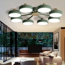 5-Light Close To Ceiling Light Minimalism Style Dish Shape Metal Semi Flush Light