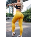 Popular Womens Fitness Leggings Sports Solid Color High Waist Tight Yoga Leggings with Pockets