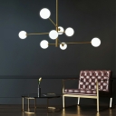 Contemporary Style Glass Chandelier Lights Metal Pendant Light Fixture for Living Room