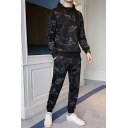 Trendy Mens Co-ords Painted Design Drawstring Long Sleeve Hoodie with Pants Active Set