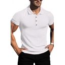 Dashing Men's Polo Shirt Whole Colored Button Slim Fit Short-sleeved Polo Shirt