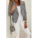 Stylish Womens Jacket Lapel Notched Lapel Collar Zipper Closure Long-Sleeved Slim Fit Jacket