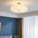 Drum Glass Semi Flush Mount Ceiling Light Modern Elegant Ceiling Light Fixture for Bedroom