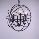 Orb Chandelier Lighting Fixtures Modern Style Metal 4-Lights Chandelier Pendant Light in Black