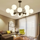 6-Light Suspension Light Minimalist Style Globe Shape Glass Ceiling Hung Fixture
