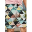 Men Stylish Shorts Plant Print Drawstring Waist Pocket Detail Mid Rise Regular Fit Shorts