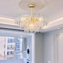 Glass Chandelier Lighting Fixtures Gold Pendant Light for Living Room