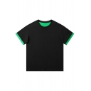 Men's Casual T-Shirt Contrast Color Short Sleeve Round Neck Regular Fit T-Shirt