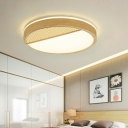 Modern Flush Mount Led Lights Wood Basic Close to Ceiling Lighting Fixture for Bedroom