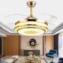 Contemporary Semi Mount Ceiling Fan Light Metal Ambient Indoor Lighting