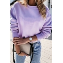 Simplicity Womens Sweatshirt Pure Color Round Collar Regular Fit Long-Sleeved Pullover Sweatshirt