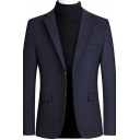Men Casual Suit Jacket Pure Color Long-Sleeved Lapel Collar Button Closure Pocket Detail Suit Jacket
