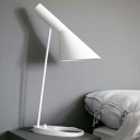 1-Light Bedside Table Lamps Contemporary Style Cone Shape Metal Nightstand Lamp