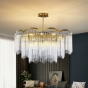 Postmodern Style Tassels Chandelier Light Crystal Glass Living Room Chandelier Lamp