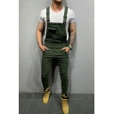 Retro Overalls Whole Colored Side Pocket Skinny Long Length Overalls for Guys
