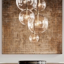 Clear Glass Round Pendant Light Fixtures Modern Style 1 Light Hanging Lights in Polished Brass