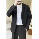 Fashionable Men Blazer Solid Pocket Lapel Collar Relaxed Long Sleeve Button Up Suit Blazer